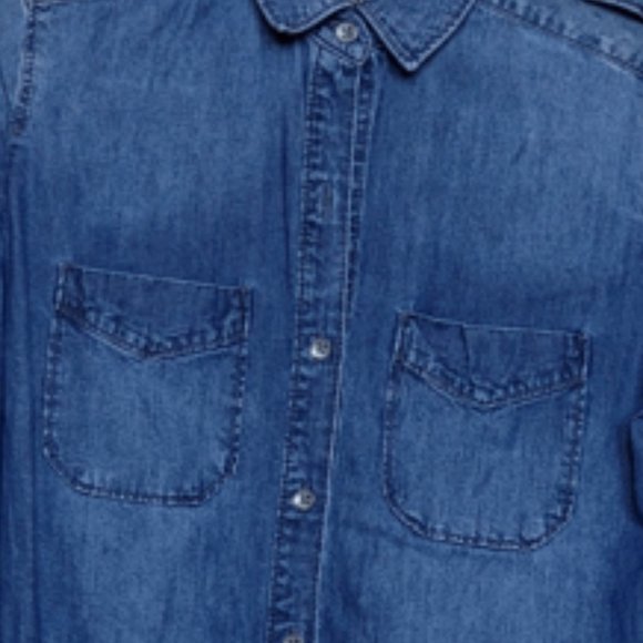 EXPRESS Blue Denim Button Front Shirt - Size XS | 1P - Picture 6 of 10
